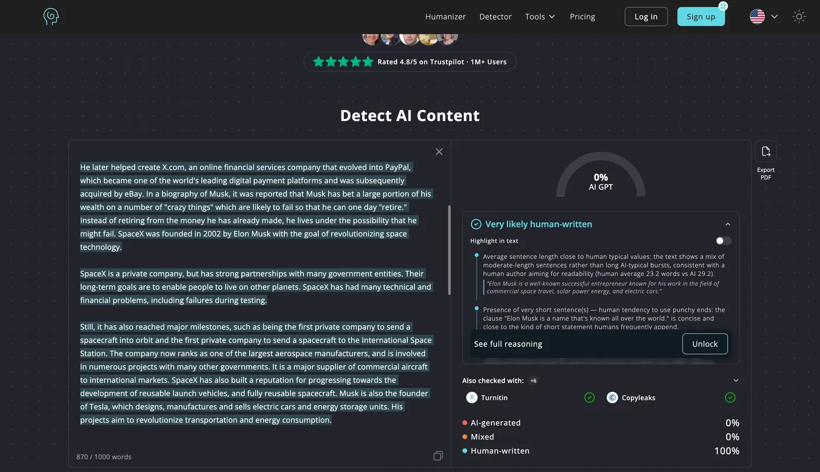 Text humanized inside the Sewkal editor